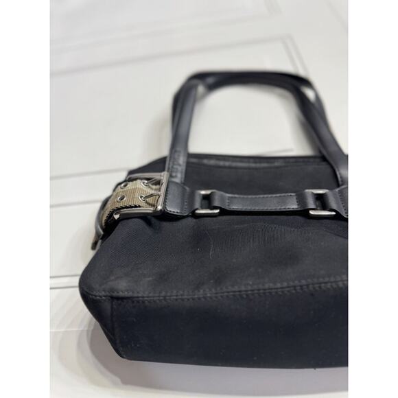 Carpisa Black Nylon Canvas Satchel Tote Side Strap Detail - Picture 2 of 7